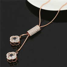 Load image into Gallery viewer, Tasseled crystal long chain necklace