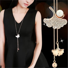 Load image into Gallery viewer, Tasseled crystal long chain necklace