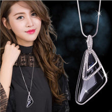 Load image into Gallery viewer, Geometric crystal long chain necklace