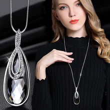 Load image into Gallery viewer, Geometric crystal long chain necklace