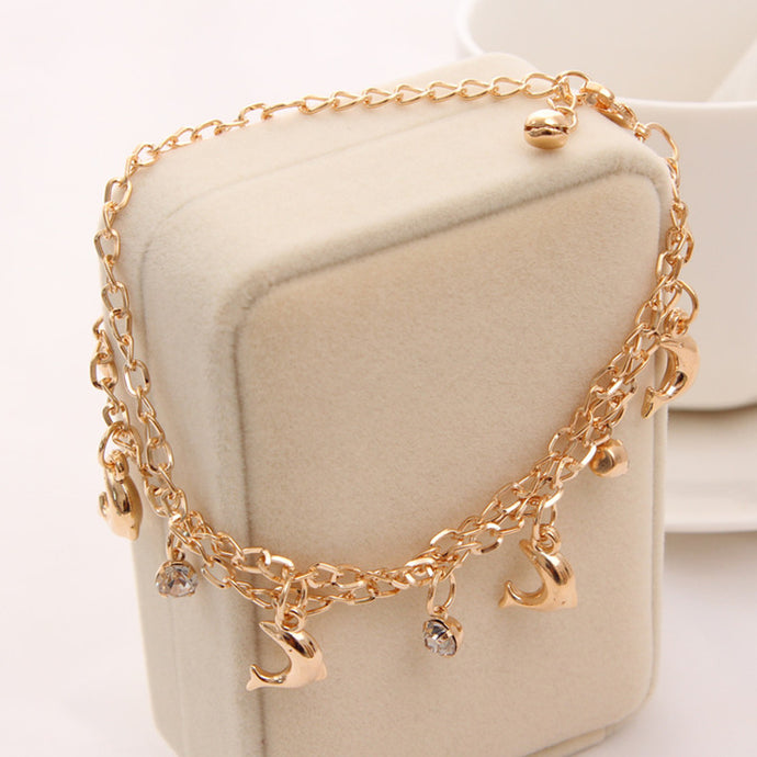 Gold chain dolphin figured bracelet