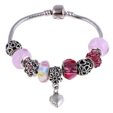Load image into Gallery viewer, Pink Beaded Silver Bracelet