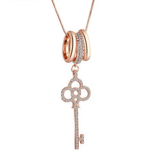 Load image into Gallery viewer, Key Looking Crystal Long Chain Necklace