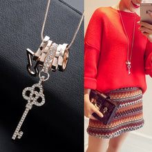 Load image into Gallery viewer, Key Looking Crystal Long Chain Necklace