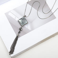 Load image into Gallery viewer, Geometric Black Tassels Long Chain Necklace