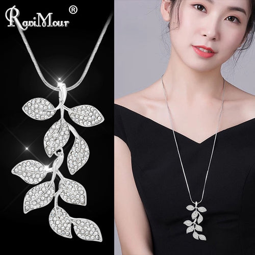 Small Leaf Long Chain Necklace