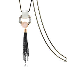 Load image into Gallery viewer, Emerald tassels long chain necklace