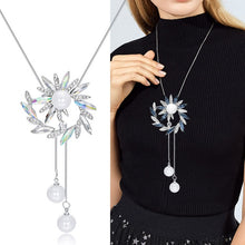 Load image into Gallery viewer, Crystal flower long necklace