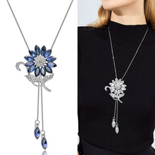 Load image into Gallery viewer, Sunflower Long Chain Blue Necklace