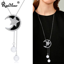 Load image into Gallery viewer, Big Black Moon Star Long Chain Necklace