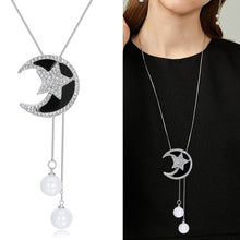 Load image into Gallery viewer, Big Black Moon Star Long Chain Necklace